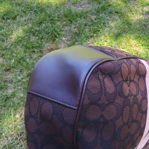 Coach Set Signature Jacquard Strips Zip Hobo Bag & Wristlet NWOT with Care Cards - Picture 8 of 13